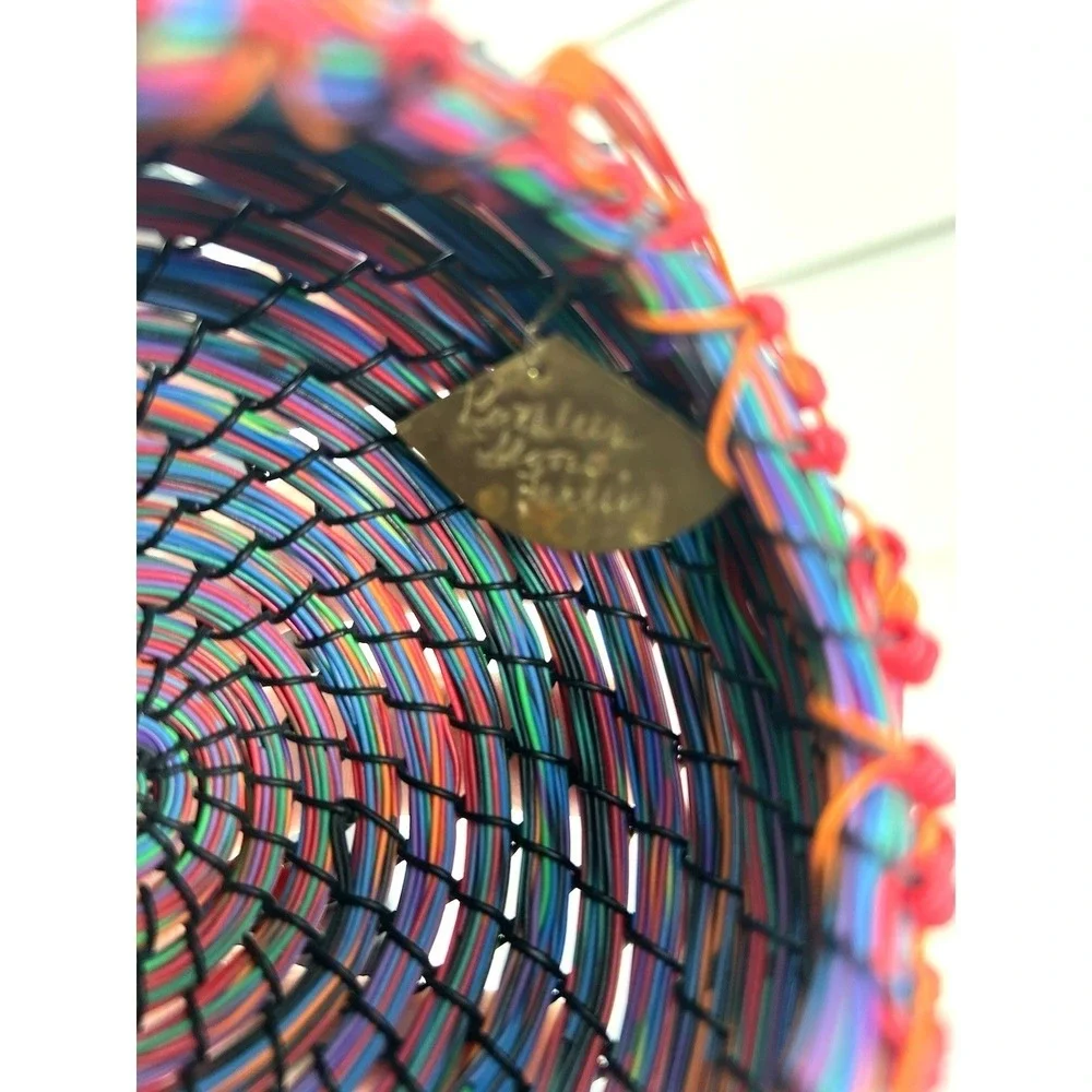 Telephone Wire Basket‎ Art Handmade Farling 1998 Summer Fiesta Signed Vintage